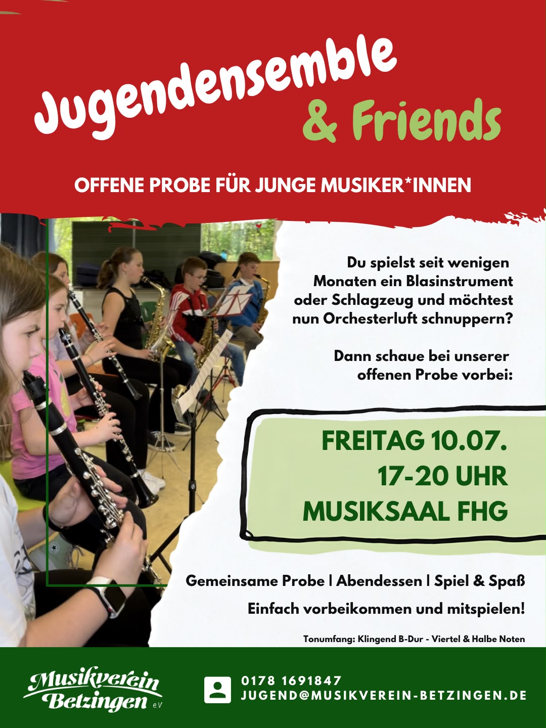 Offene Probe für junge Musikerinnen und Musiker